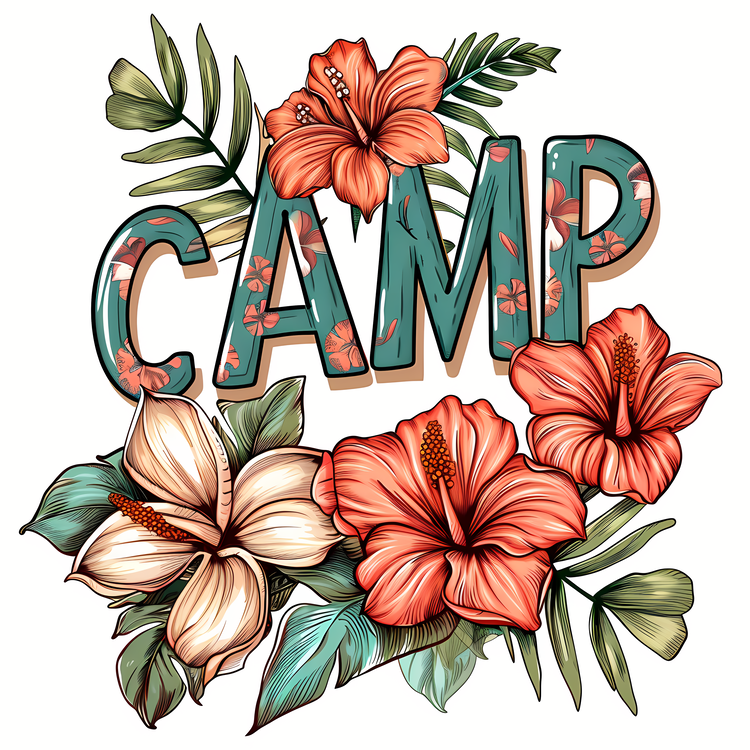 Camp,Flowers,Hand Lettering