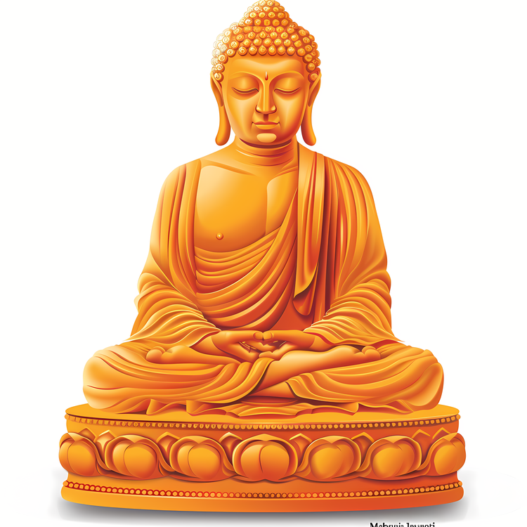Mahavir Jayanti,Buddha Statue,Orange Colored Statue