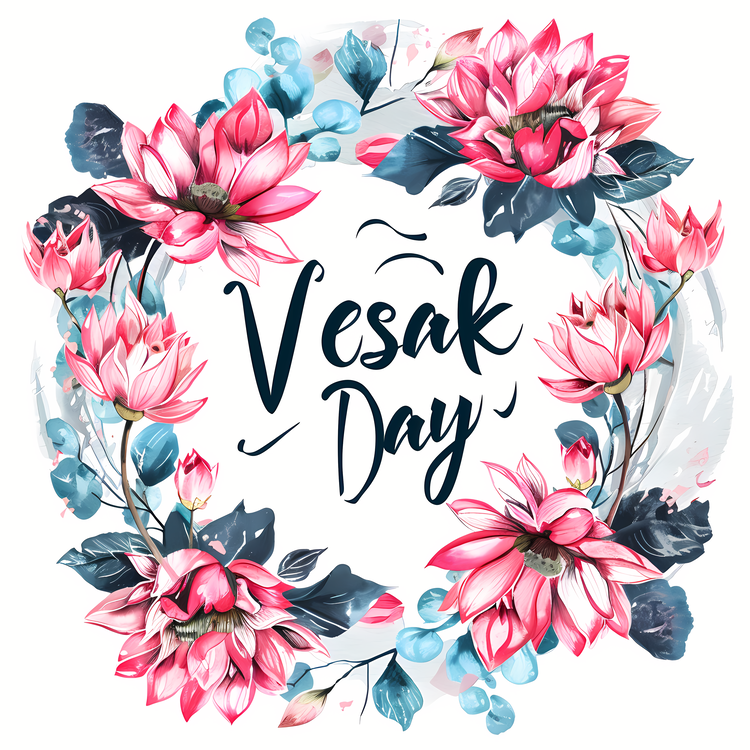 Happy Vesak Day,Floral,Watercolor