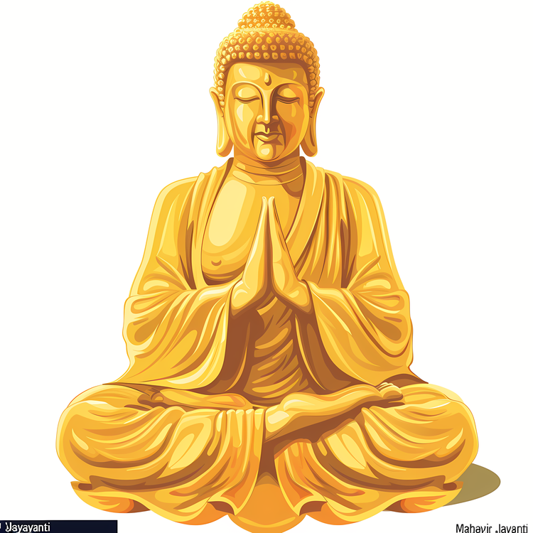 Mahavir Jayanti,Seated,Golden Buddha