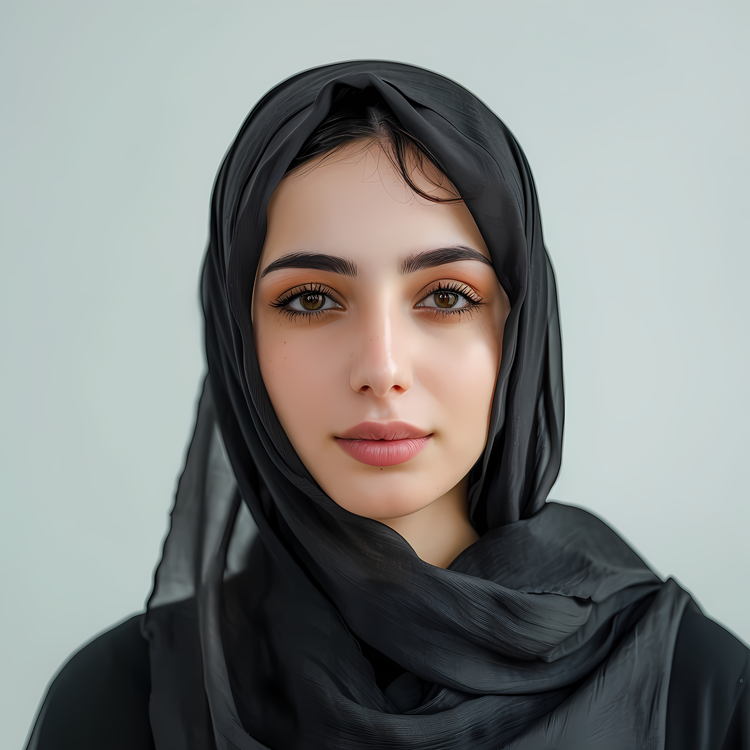 Muslim Woman,Human,Wearing Black Hijab