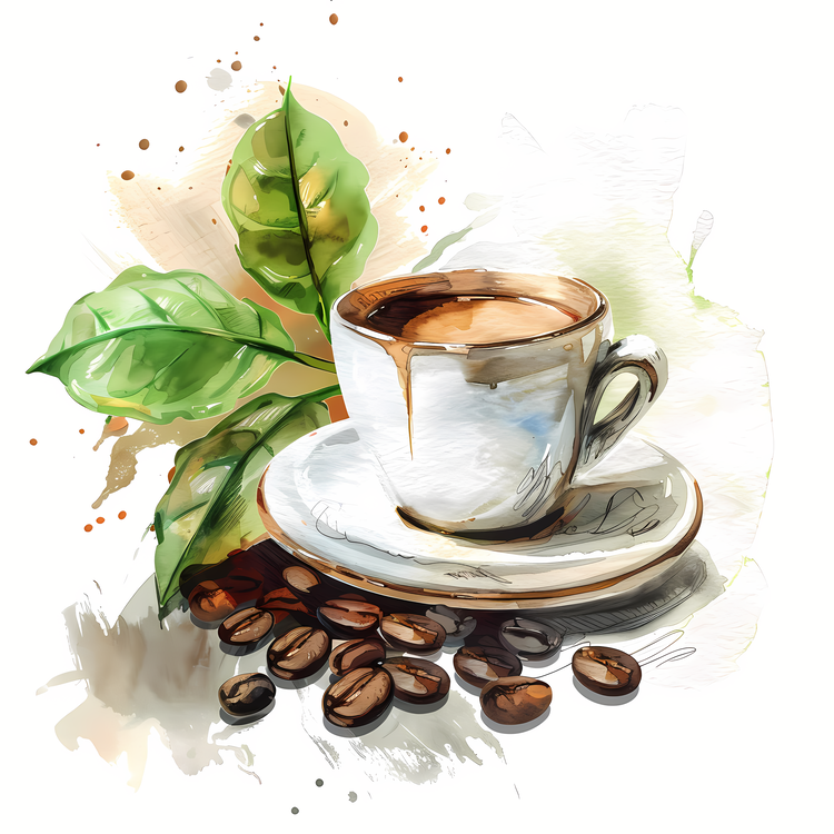 Barako Coffee,Coffee Beans,Watercolor Painting