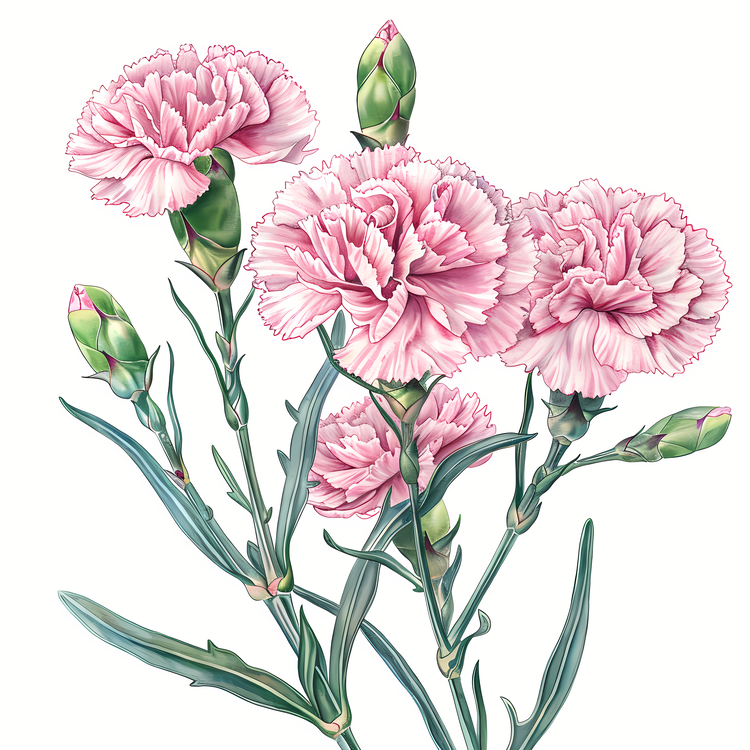 Pink Carnation,Carnation,Watercolor