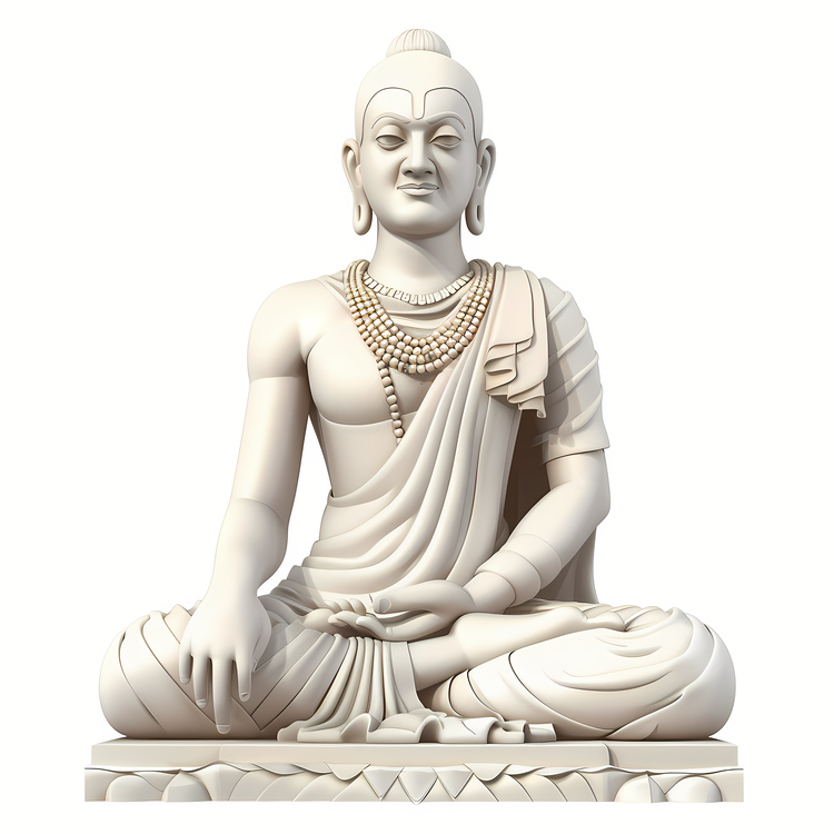 Mahavir Jayanti,Seated Buddha Statue,White Marble Statue