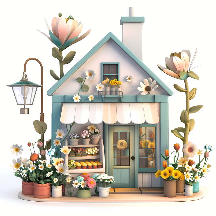 Spring Flower Store,House,Flowers