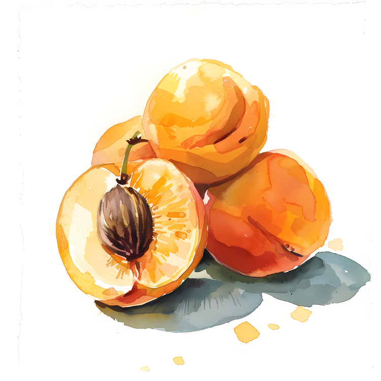 Apricots,Watercolor,Fruit