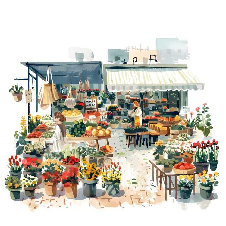 Spring Market,Flower Stall,Fresh Flowers