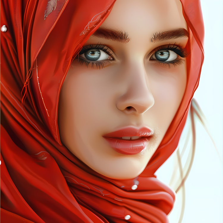 Muslim Woman,Woman,Red Scarf