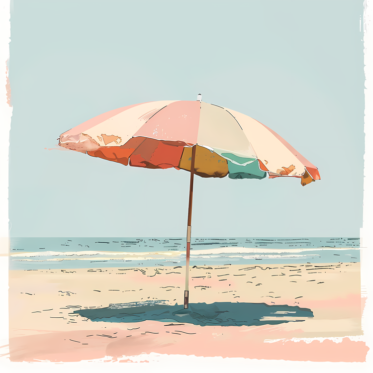 Beach Umbrella,Colorful,Sandy