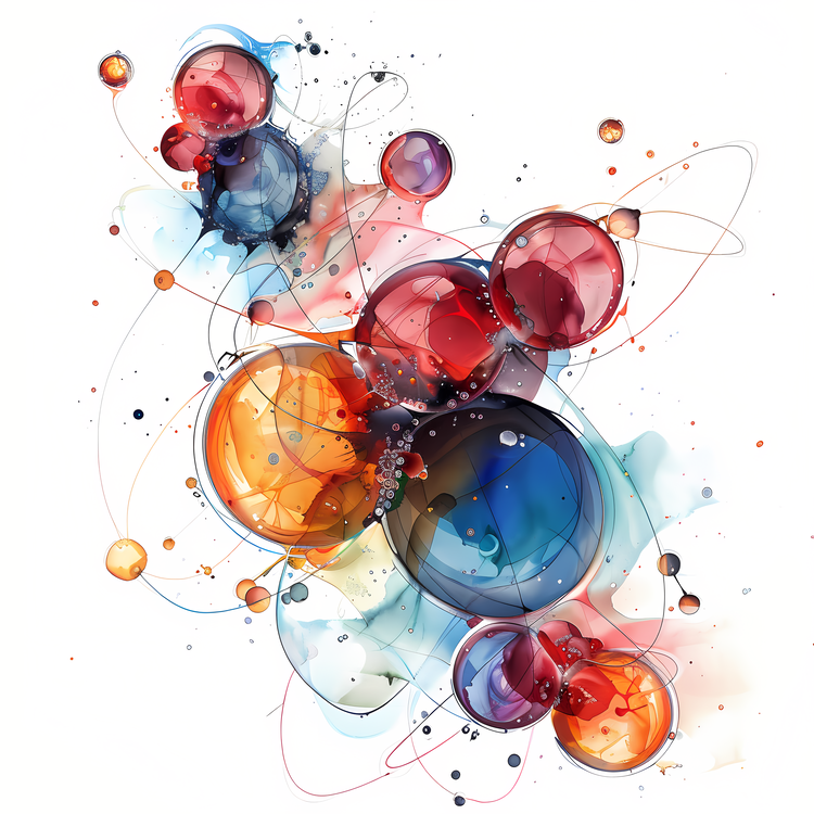 Atoms,Colorful,Watercolor
