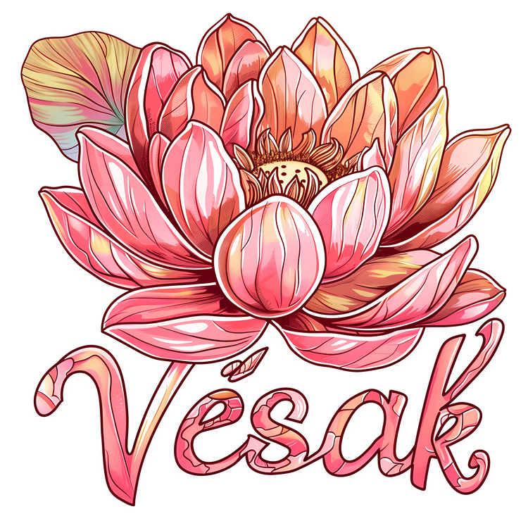 Happy Vesak Day,Pink Lotus,Flower Design