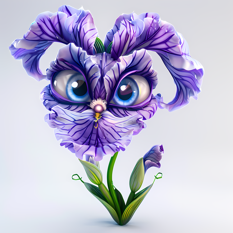 3d Cartoon Flowers,Purple,3d
