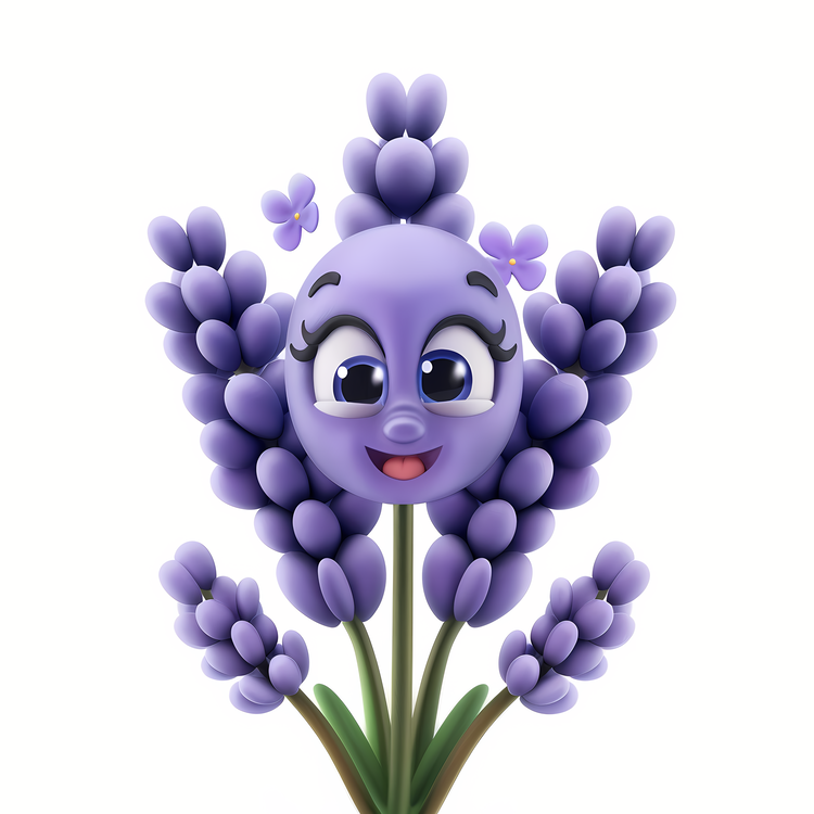 3d Cartoon Flowers,Purple Flowers,Lavender