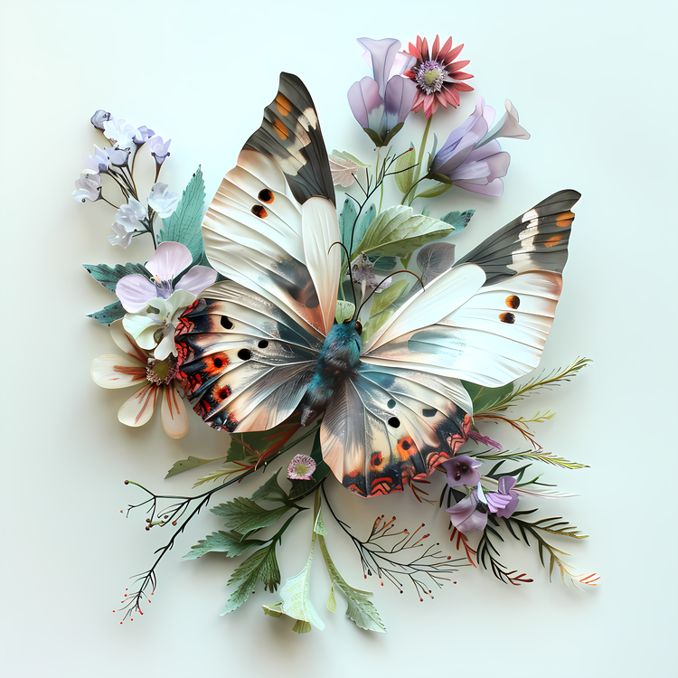 Butterfly And Flower,Art,Butterfly