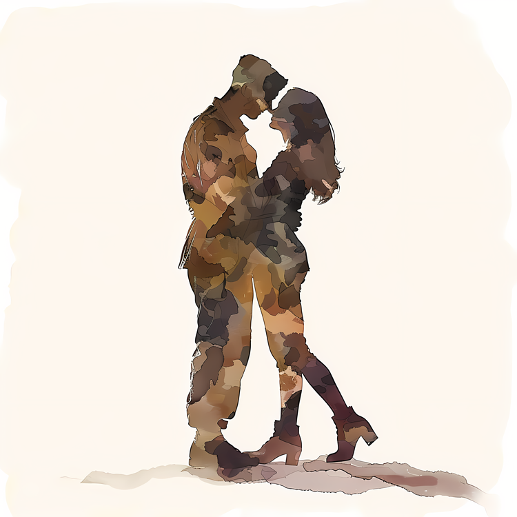 Military Spouse Appreciation Day,Watercolor,Silhouette