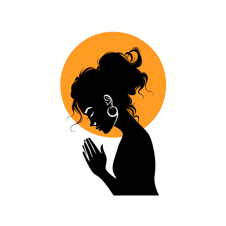 Day Of Prayer,Black Silhouette,Woman With Headphones