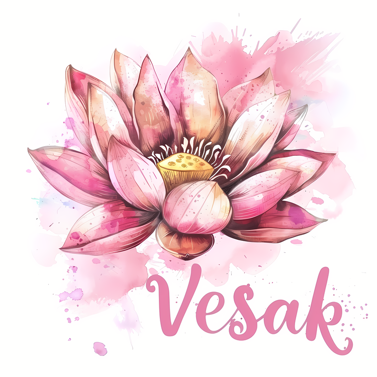 Happy Vesak Day,Vase,Lotus Flower
