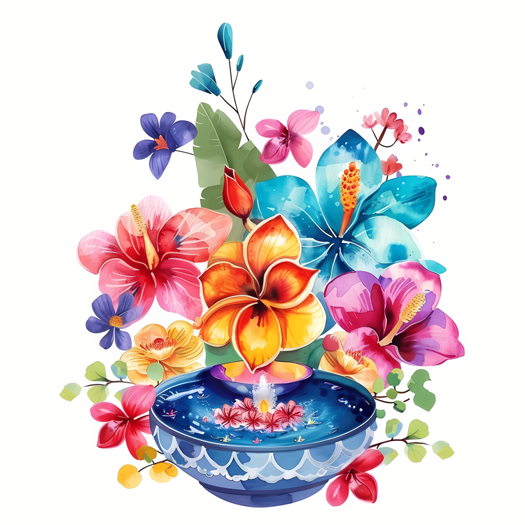 Songkran,Watercolor,Floral