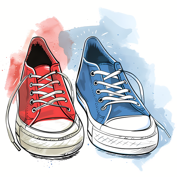 Two Different Colored Shoes Day,Converse Shoes,Red And Blue Shoes