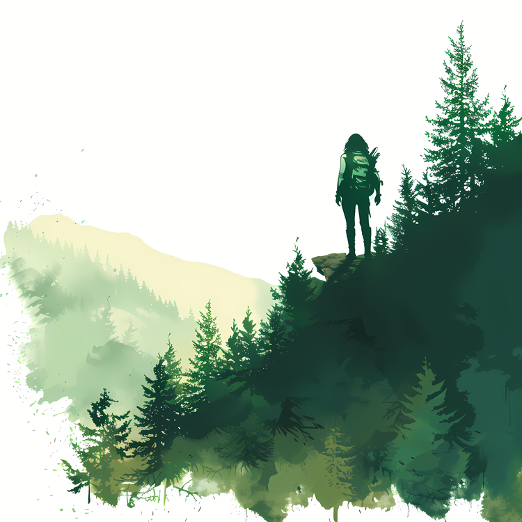 Trail,Watercolor,Hiker