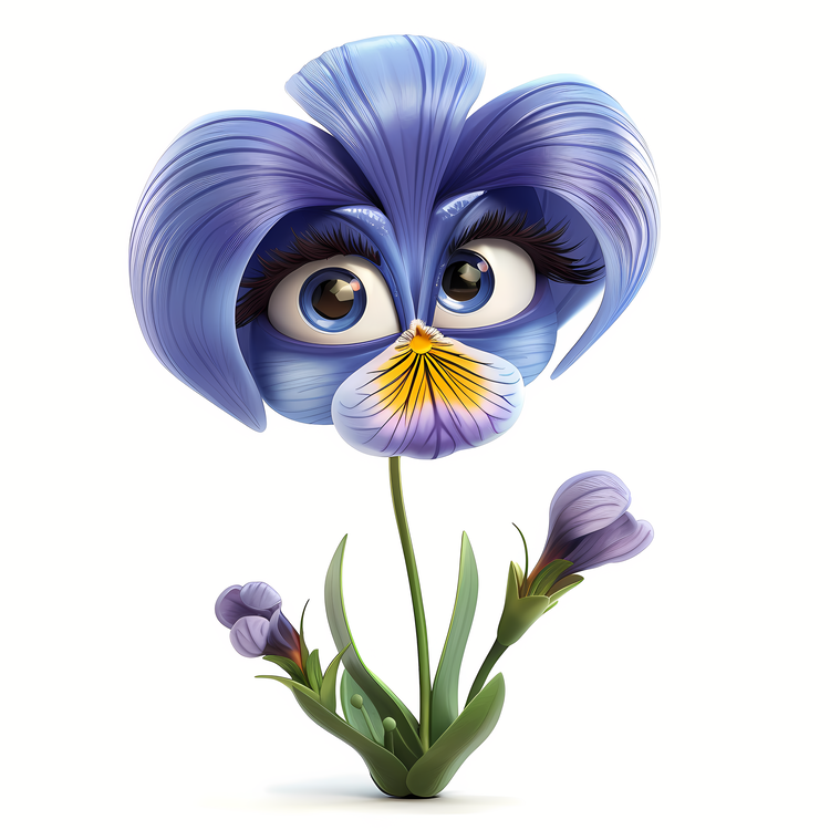 3d Cartoon Flowers,Blue,Eye