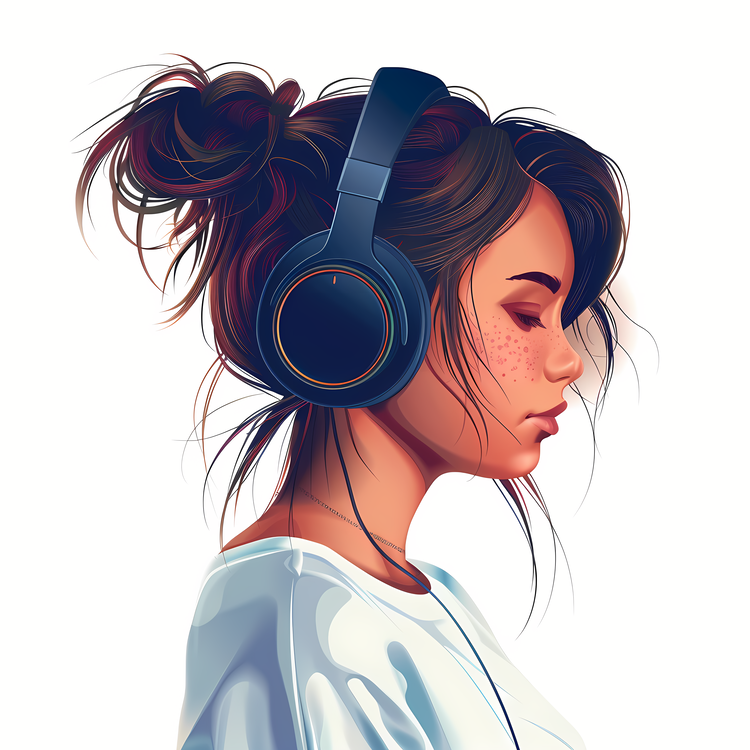 Listening To Music,Headphones,Girl