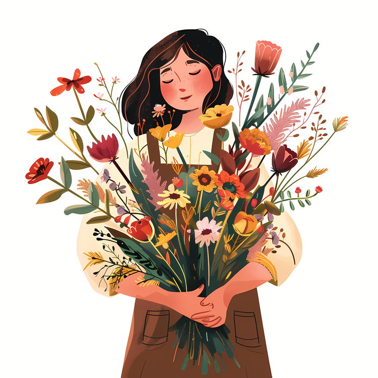 Florist,Girl With Flowers,Floral Bouquet