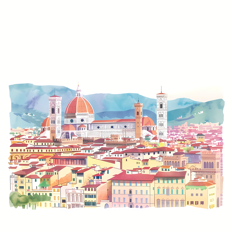 Italy Firenze,Watercolor,Cityscape
