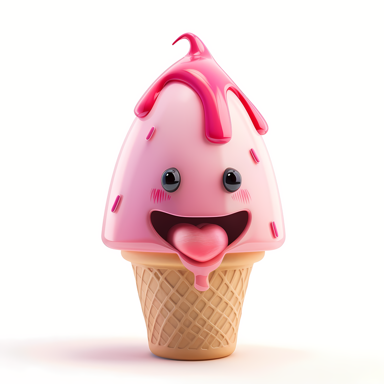 3d Cartoon Dessert,Ice Cream,Pink