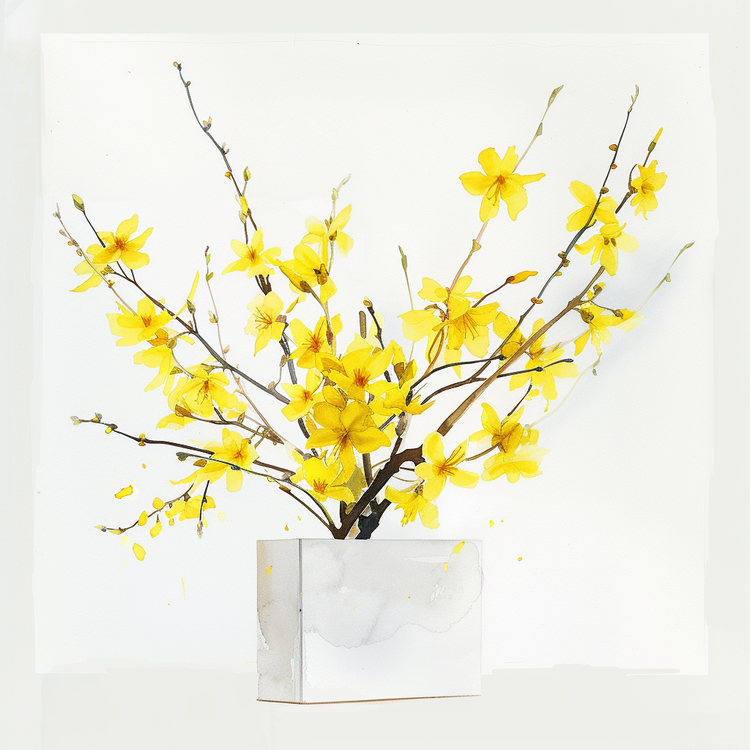 Forsythia,Vase,Yellow Flowers