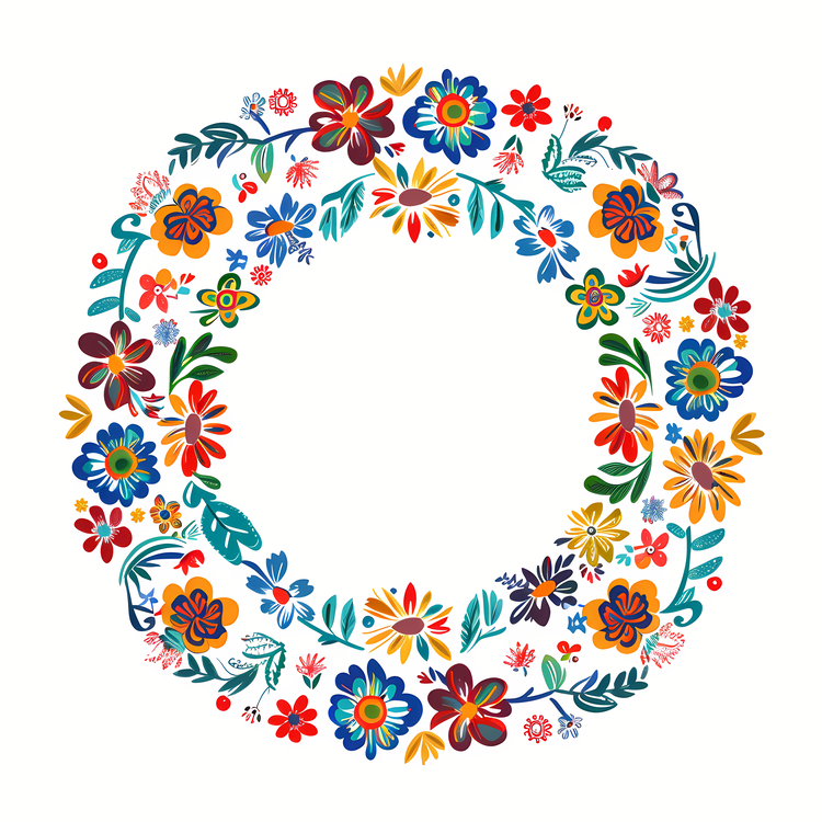 Cinco De Mayo,Floral Wreath,Colorful Design
