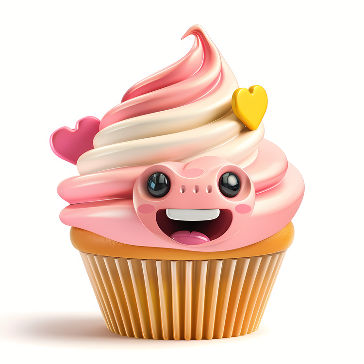 3d Cartoon Dessert,Cupcake,Pink