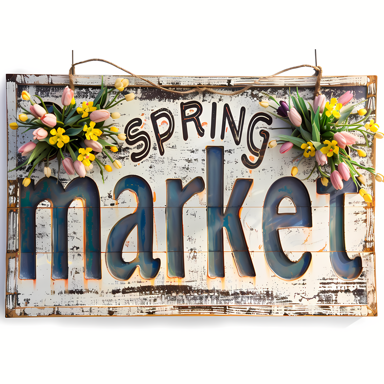 Spring Market,Spring Market Sign,Vintage Sign