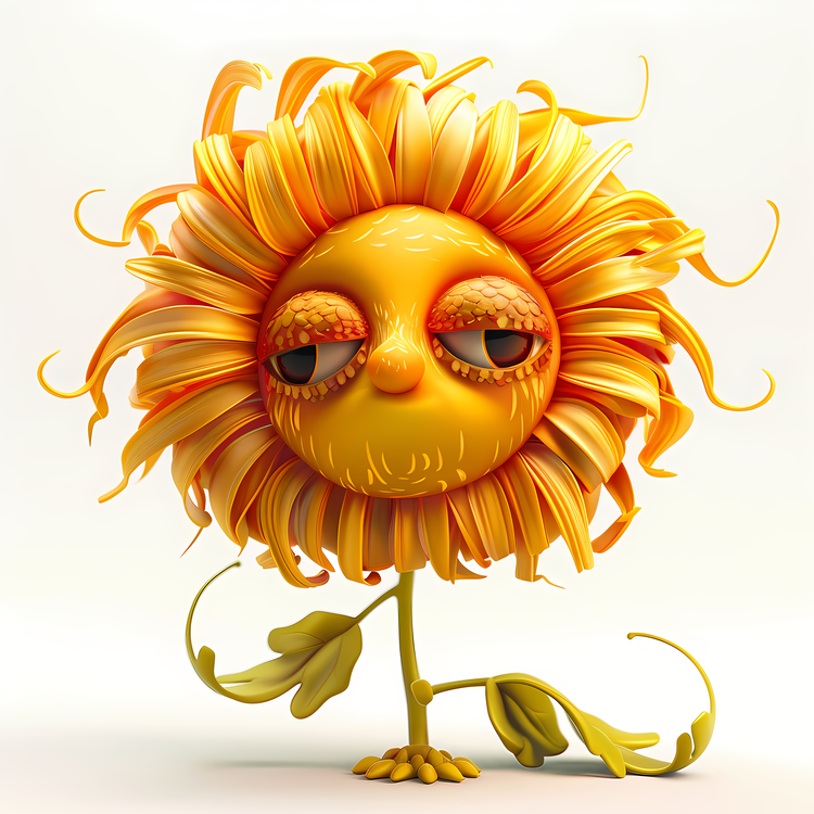 3d Cartoon Flowers,Sunflower,Face