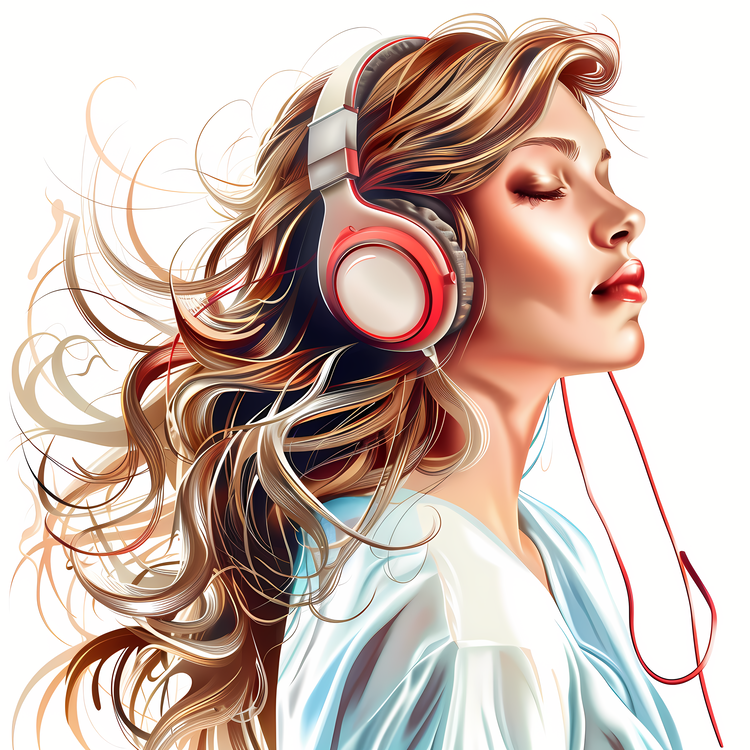 Listening To Music,Woman,Headphones