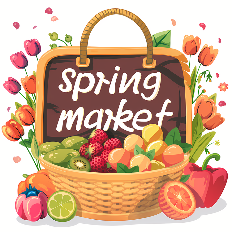 Spring Market,Fruits And Vegetables,Fruit Basket