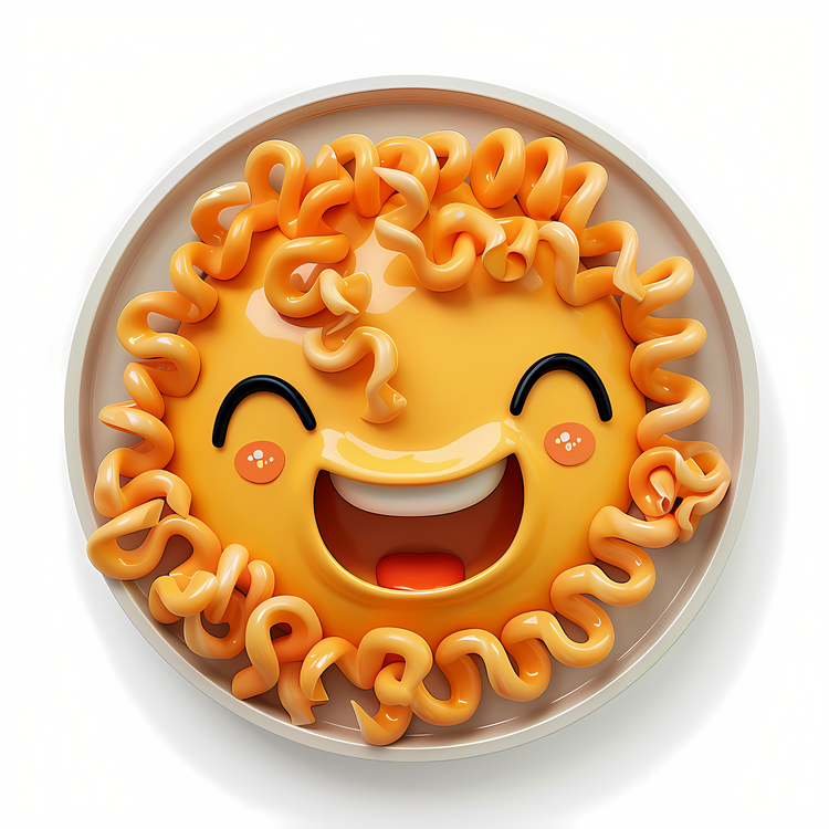 3d Cartoon Food,Emoji Smiley Face,Spaghetti Noodles