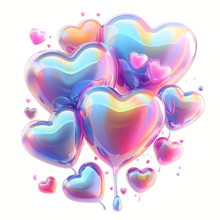 Love,Hearts,Rainbow Balloons