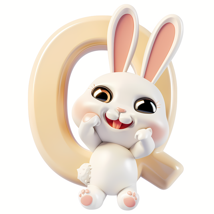 3d Cartoon Alphabet,Cartoon Bunny,White Rabbit