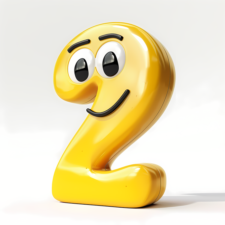 3d Cartoon Number,Yellow,Smile
