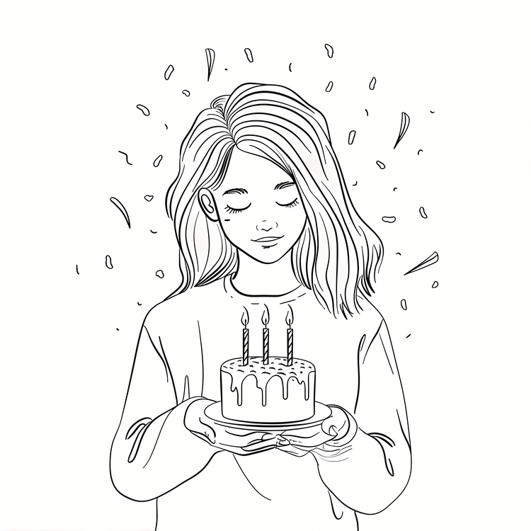 Birthday Wish,Woman Holding Cake,Happy Birthday