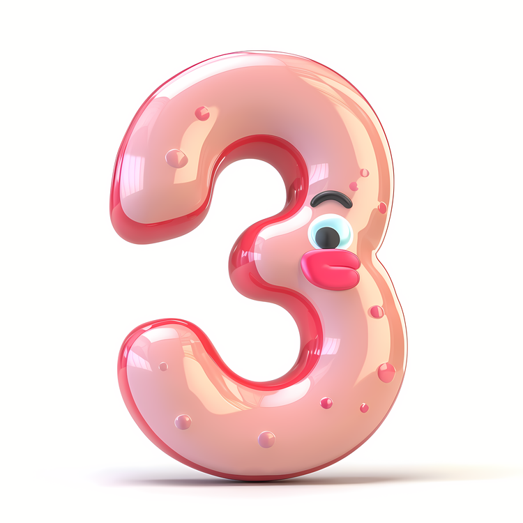 3d Cartoon Number,Bubble,Pink