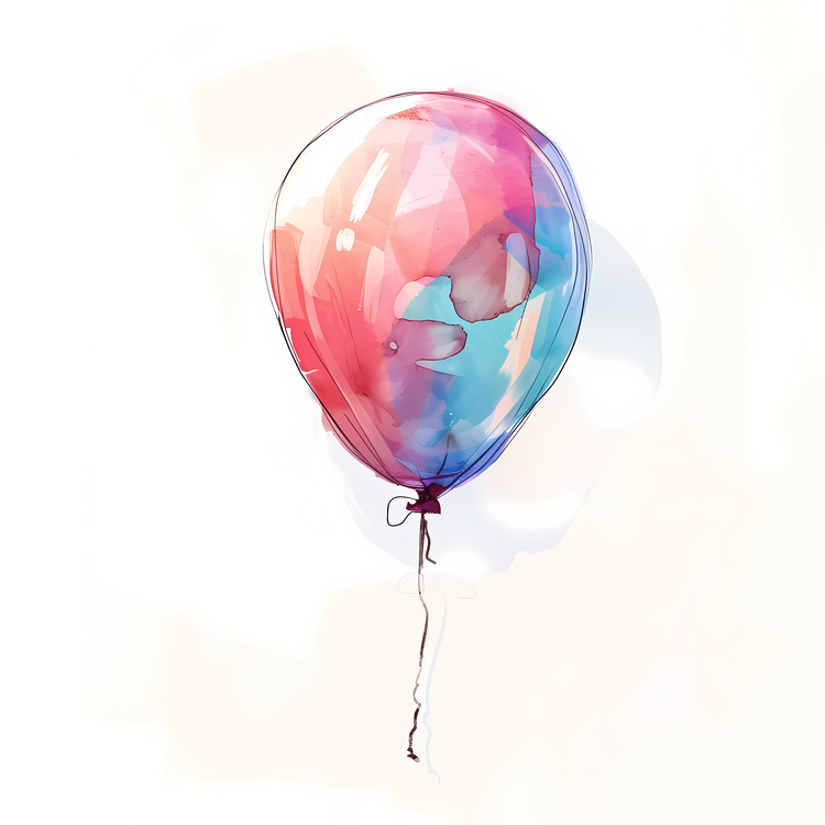Single Balloon,Painting,Watercolor
