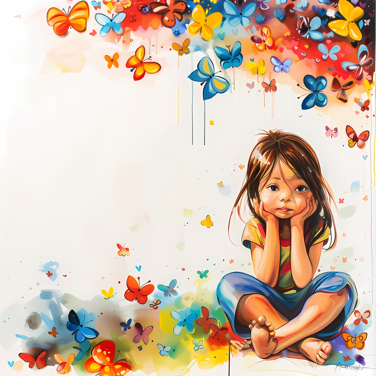 Girl,Colorful,Butterflies