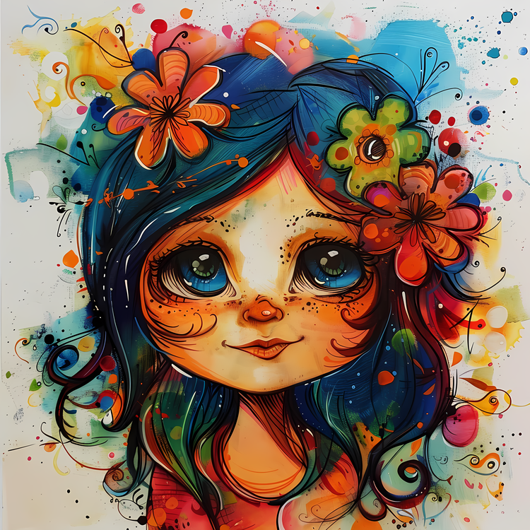 Girl,Cute Girl,Colorful Portrait