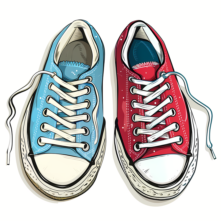 Two Different Colored Shoes Day,Converse Shoes,Red And Blue Shoes