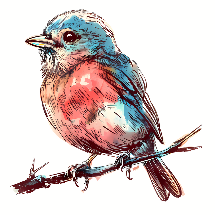 Bird Day,Watercolor,Bluebird