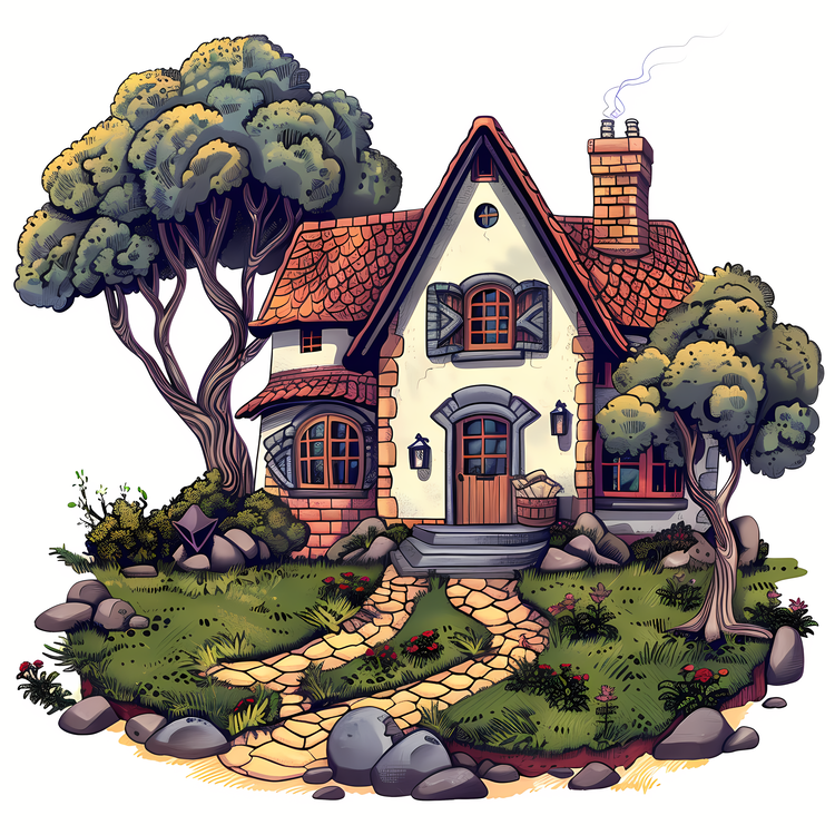 House Yard,Cartoon,Fantasy