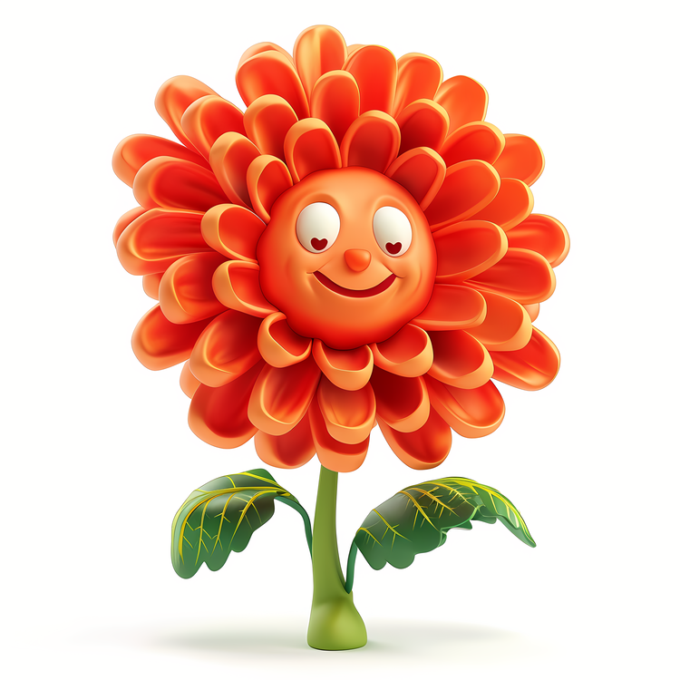 3d Cartoon Flowers,Orange,Smiley Face
