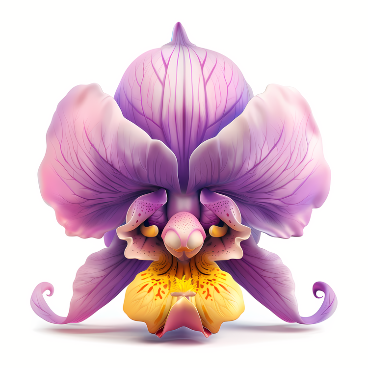 3d Cartoon Flowers,Purple,Orchid